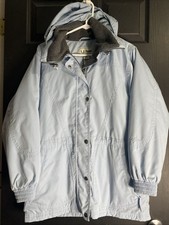 Vintage L.L Bean Flannel Lined Hooded Winter Jacket Coat Baby Blue Size Small picture