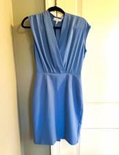 Reiss Women’s Dress Size 6 Blue Draped V Neck Cap Sleeve Sheath Career picture