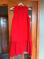 Maeve by Anthropologie Alissa Swing Dress Size Medium Red Ruffle Hem picture