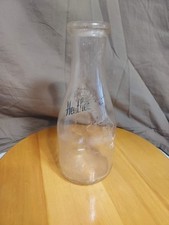 Heatherwood Farms Dairy, Lansing, Michigan Quart Qt. Milk Bottle, Clear Glass   picture