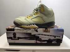 Jordan Air Jordan 5 Men’s Green Solid Lace-Up Mid Top Athletic Sneakers picture