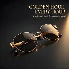 Retro Oval Sunglasses UV380 Shades Men Women Fishing Hiking Beach Outdoor Use picture
