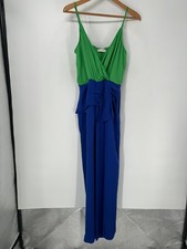Ramy Brook Jumpsuit Womens Medium Blue Green Sleeveless Draped picture
