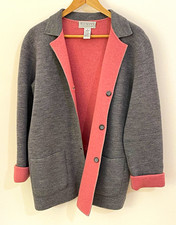 Vintage Talbots Collection Reversible Wool Blazer M Gray Pink Hong Kong picture
