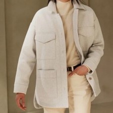 NWT Banana Republic Women’s Beige Shirt Jacket Coat Pockets Petite Small $160 picture