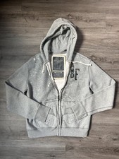 Y2K Vintage Abercrombie & Fitch Heavyweight Gray Zip Up Distressed Jacket Hoodie picture