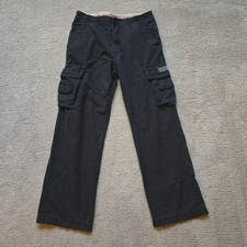 Unionbay vintage Mens Black Cargo Pants 32x32 Straight Leg Cotton Utility 90s picture