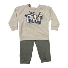 GAP Toddler Boys 2-Piece Logo Fleece Sweatshirt & Jogger Pant Set (Green, 3T) picture