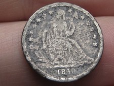 1840 P Seated Liberty Silver Dime 10 Cent- No Drapery, About Good Details picture