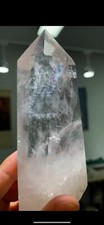 283g TOP Natural clear quartz obelisk crystal Blue needle wand point tower picture