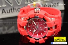 Invicta Men's 50mm BOLT Shock Quartz Red DIAL Triple Red Tone SS Watch DAY DATE picture