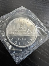 1963 Canadian Silver Dollar Coins 80% $1 PL Cellophane picture