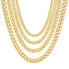 14K Yellow Gold 3mm-12.5mm Miami Cuban Link Chain Necklace Mens Women 16