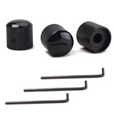 3 Pack Black Metal Guitar Control Knobs Dome Style for Electric Guitar Bass picture