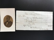 Photograph of John Allen, Receipt from Willima Chamberlin Killingly CT Genealogy picture