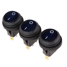 3 pcs Blue LED 12V 20A Car Boat ON-OFF Round Waterproof Rocker Toggle Switch Ful picture