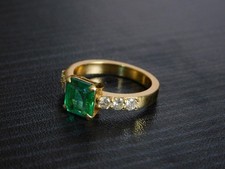 2.44 Ct Princess Cut Natural Emerald Diamond Wedding Ring 14K Yellow Gold Size 7 picture