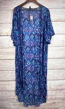 Torrid Women’s 4/5 Plus Size Printed Mesh Dolman Maxi Kimono Duster Blue Purple picture