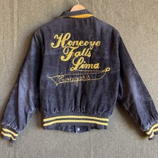 Vintage 50s Maple Black Corduory Chainstitched Faded Distressed Varsity Jacket picture