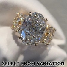 Luxury 7.50 Ct Oval Cut Lab Grown Diamond Engagement Ring Solid 14K Yellow Gold picture