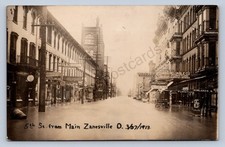 J87/ Zanesville Ohio RPPC Postcard c1913 Flood Disaster 5th St Main Street 1808 picture