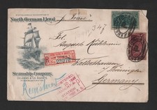 US TO GERMANY 1893 NEW YORK REGISTERED EXCHANGE LABEL FX-NY1 ON TRANSATLANTIC picture