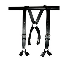 Jay Pee Leather Firefighter Suspenders Double Snap Fasteners Fire Gear picture