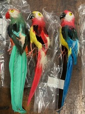 12 Vintage 9” Feathered Birds Hong Kong Lot Parrot Parakeet Decorative Faux Bird picture