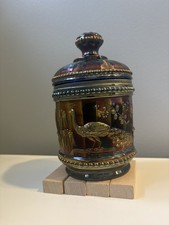 Vtg Northwood Electric Iridescent Carnival Glass Peacock at the Fountain Blue picture