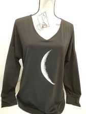 Nora Cora Black Long Sleeve Tunic Top V-Neck Waning Moon Large picture