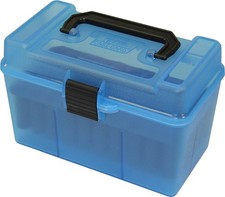 MTM Case-Gard H50-XL-24 Deluxe 50 Round, Rifle Ammo Box, X-Large, Clear Blue picture