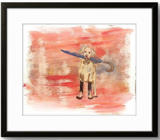 Dog Umbrella Modern Acrylic Wall Art Signed Original Paper BACH picture
