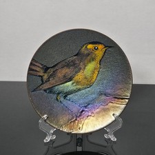 Dean Drahos Enamel on Copper Bird Plate Cleveland Ohio picture