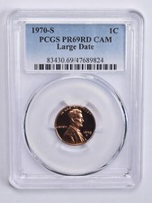 1970-S Lincoln Memorial Cent Large Date PR69 RD CAM PCGS Blue Lbl picture