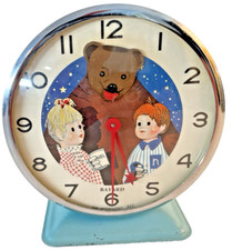 Vintage French BAYARD Alarm Motion Animated Bear Bonne Nuit Le Petite clock 1964 picture