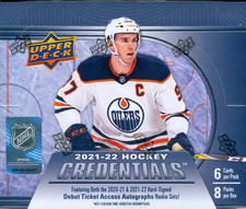 2021-22 Upper Deck Credentials Hockey Factory Sealed Hobby Box picture