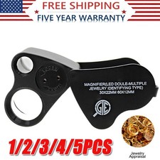 30X 60X Illuminated Jewelers Eye Loupe Foldable Magnifier Bright LED Light Gold picture