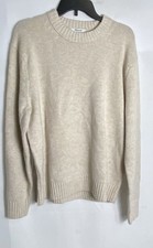 Madewell Women's Beige Knit Crewneck Sweater Ribbed Trim Sz M NWT picture