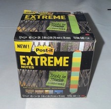 Post-it Extreme Water-Resistant Self-Stick Notes Multi-Color 3X3 Cube 12 Pads JD picture