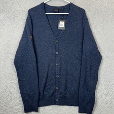 NEW Dunning Cardigan Mens Large Baltusrol Navy Blue Cashmere Wool Blend Sweater picture