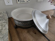 Vtg Pfaltzgraff Punched Tin Warming Stand Yorktowne Casserole Chafing Dish 6-360 picture