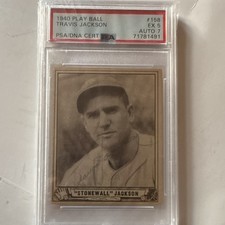1940 Play Ball Travis Jackson #158 NY Giants Hard Signed Auto 7 PSA/DNA Graded 5 picture