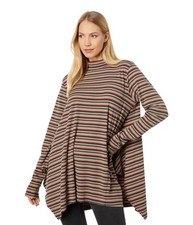 Mod-O-Doc Multicolor Autumn Stripe Long Sleeve Mock Neck Tunic Multi Size S picture