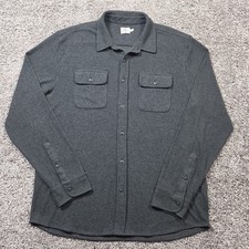 Faherty Legend Sweater Shirt Mens XL Black Gray Striped Stretch 2-Pocket Flannel picture