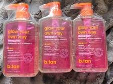 Lot of 3 b. tan Glow Your Own Way, Clear Self Tan Gel, Darkest , 16  oz (473 ml) picture