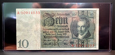 WWII Era Germany 10 Reichsmark Banknote 1929–1945 Circulated Original Historical picture