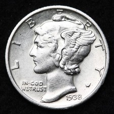 1938-S Mercury Silver Dime AU   picture