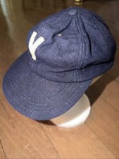 Vintage OG 1940’s Yale University Varsity Fitted Wool Hat Leather Band Cap picture