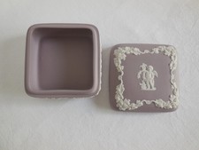 1950s Wedgwood Lilac Mauve Jasperware Seasons Cherub Trinket Box picture