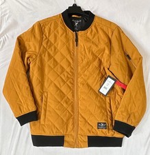 Marc Ecko Mens Jacket Large Full Zip Up Quilted Zip Tech Streetwear Tan NWT picture